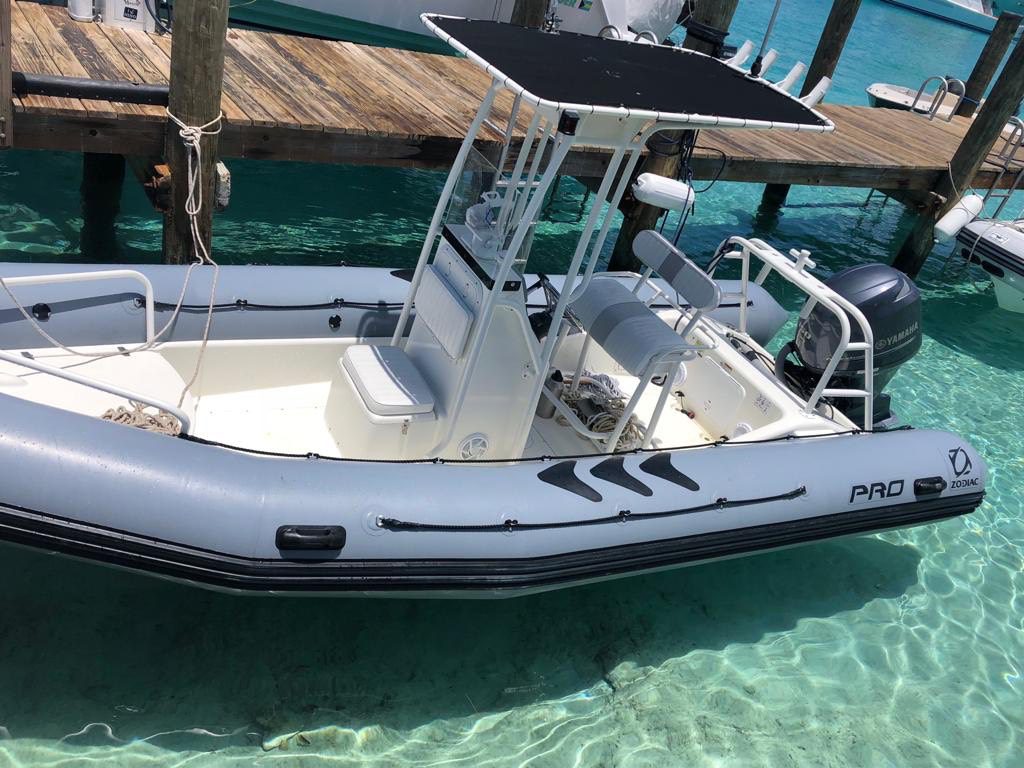 Zodiac a boat for rent in the water